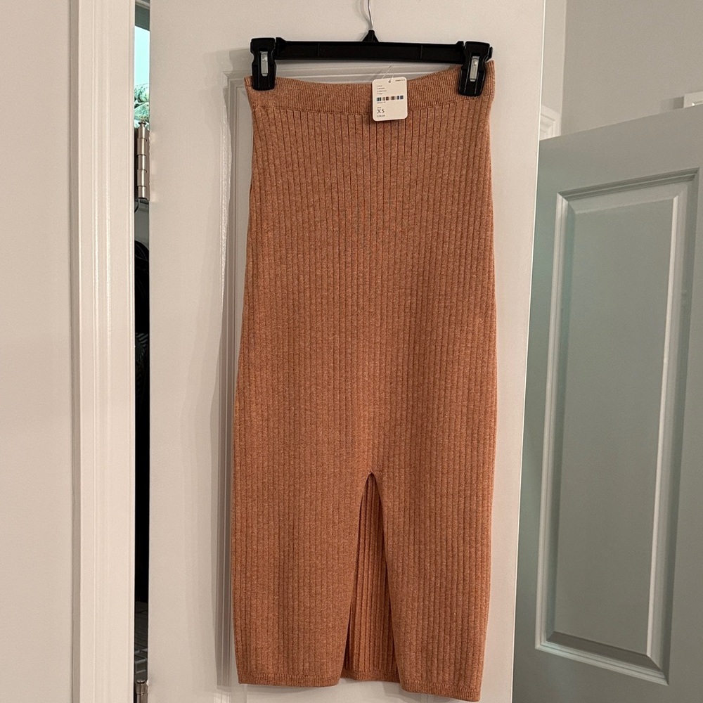 Free People Ribbed Brown Pencil Skirt
